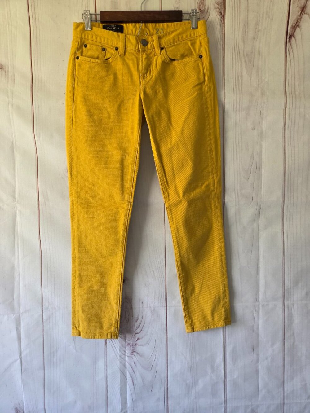 J. Crew Toothpick Skinny Jeans, Women’s 27 ankle, canary yellow, fitted denim